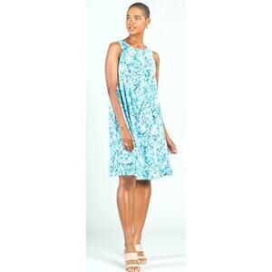 NWT Clara Sunwoo Textured Jewel Neck Printed Swing Dress Size 1X